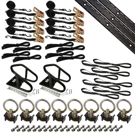 6' Double Tie Down System W/ Wheel Chocks - Black